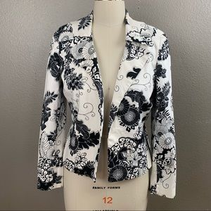 Luciano Dante black white floral print blazer
